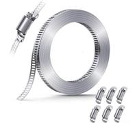 Kit de collier de serrage en acier inoxydable à monter soi-même - Bande d'entraînement à vis sans fin réglable pour tuyaux de carburant, eau, air - Sangle en métal résistant à la rouille 304 avec