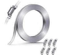 Kit de colliers de serrage réglables en acier inoxydable à monter soi-même pour bande d'engrenage à vis sans fin de 2 à 3,5 m avec fixations pour tuyaux de plomberie automobile (B)