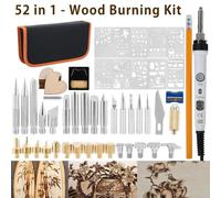Kit De Combustion Du Bois 52 En 1, 61 Pièces, Température Réglable, Fer À Souder, Soudage, Gaufrage, Gravure, Sculpture, Stylo Pyrogravure