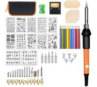 Kit de Combustion Du Bois 60W Outil de Stylo à Bois Professionnel BrûLeur à Bois pour Gaufrage Sculpture Pyrogravure Soudure Prise
