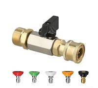 Kit de commutateur de robinet à boisseau sphérique pour nettoyeur haute pression avec entrée M22 (14 mm) et connexion rapide de 6,35 mm, évalué à 4500 PSI pour un contrôle fiable du débit (laiton +