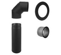 Kit de conduit de poêle à accumulation 150 mm, raccordement arrière - noir - Reuter Ferrum