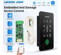 Kit de contrôle d'accès intelligent pour porte, serrure de porte intelligente SR1055 NFC TTLOCK intégrée IP67 avec lecteur d'empreintes digitales 13,56 MHz et clavier, pour la sécurité domestique. SR1