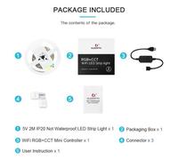 Kit De Contrôleur De Bande Led, Wifi Intelligent, Dc5v, Sans Fil, Rgbcct, Fonctionne Avec L'application Smart Life, Alexa Amazon Voice Control