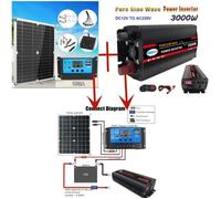 Kit de contrôleur de Tension de Chargeur de Panneau Solaire 100 Convertisseur 12v 220v 3000W pour 12V Voiture RV Bateau