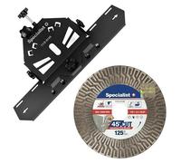 Kit de coupe de carrelage pour meuleuse d'angle - Coupe-carrelage manuel à glissière de 45 degrés, outil de coupe de carrelage et disque de coupe diamanté de 125 mm, disque diamanté extra-fin pour car