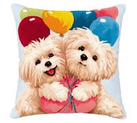 Kit de Coussin au Crochet à Loquet,Point Noué DIY,43x43 cm,Chien ballon | Activité créative : Un loisir DIY relaxant pour adultes et débutants, idéal pour occuper ses mains et créer soi-même