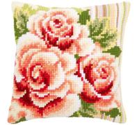 Kit de coussin au point de croix, roses roses I
