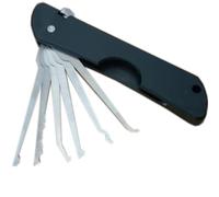 Kit de crochetage de serrure pliable 7 en 1 - Ouvre-serrure rapide en acier inoxydable - Outil de serrurier