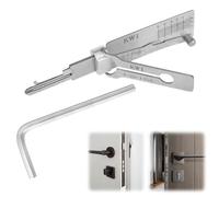 Kit de crochetage de serrures, crochet de serrure 2 en 1 en acier inoxydable avec clé hexagonale, clé maîtresse domestique, ouvre-cadenas de porte, outil de serrurier professionnel pour réparation et