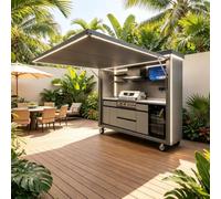 Kit de cuisine d'extérieur avec grille pour réfrigérateur extérieur et | Cuisine extérieure pour les événements de barbecue familiaux avec gril, réfrigérateur, évier, armoires de rangement
