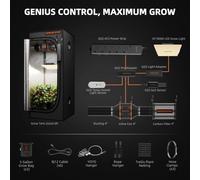 Kit de culture en serre LED - Lampe de croissance SF1000D - 60 x 60 x 140 cm - 100 W - Spectre complet, réglable en intensité - Ventilateur de ventilation intégré de 10 cm avec filtre - Barre de prise