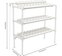 Kit de culture hydroponique - Plateau de culture et couvercle - 90 emplacements pour plantes - 3 niveaux - PVC - Circulation d'eau - Intérieur et extérieur - Blanc