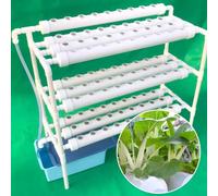 Kit de culture hydroponique - Système à 3 niveaux - 90 emplacements pour plantes - Culture sans terre - Économie d'eau - Kit complet avec pots de culture - Blanc