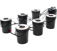 Kit de culture hydroponique - Système à 7 bacs - 7 bacs de 20 L - Jardin d'intérieur ou de balcon - Prise UE 220–240 V, 9 W - Noir