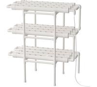 Kit de culture hydroponique - Système NFT 3 couches - 108 trous - Culture sans sol - Plastique, pots de culture, kit complet - Blanc