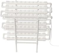 Kit de culture hydroponique - Système NFT vertical - 3 niveaux - 108 trous de plantation - 12 tubes - Pompe 12 V - Pour herbes aromatiques et salades - Économie d'eau - Blanc