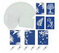 Kit de cyanotype avec 32 feuilles de papier cyanotype A4, 1 panneau acrylique et 4 clips,papiers d'art solaire haute sensibilité, papier d'impression nature, impression solaire activée par le soleil
