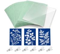 Kit de cyanotype avec 32 feuilles de papier cyanotype A4, 1 panneau acrylique et 4 clips,papiers d'art solaire haute sensibilité, papier d'impression nature, impression solaire activée par le soleil (A5)