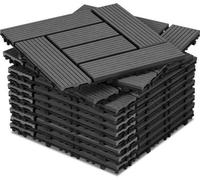 Kit de dalles de terrasse en WPC pour balcon et terrasse - 55 pièces - 30 x 30 cm - Anthracite - Composite WPC - Montage facile - Sans entretien