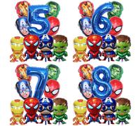 Kit de Décoration Anniversaire Super-Héros pour Enfants - Ballons, Assiettes, Gobelets, Serviettes, Nappe - Fournitures pour Baby Shower et Événements pour Garçons Party set-60PCS-B