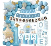 Kit de décoration "Boho Arc-en-ciel" pour le 1er anniversaire, comprenant une boîte à ballons et une banderole photo