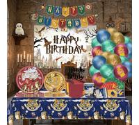 Kit de décoration d'anniversaire Harry Potter : Bannière jetable, décorations de gâteau, guirlande et ballons - Nouveauté pour fêtes à thème magique 9 inch plate 10PCs
