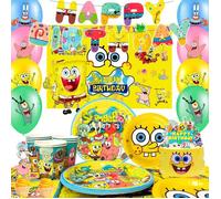 Kit de décoration d'anniversaire - INBOXXARTY - SpongeBob - Multicolore - Pour enfants - 10 assiettes de fête
