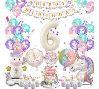 Kit de décoration d'anniversaire licorne pour fille de 6 ans avec ballon en aluminium licorne