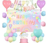 Kit de décoration d'anniversaire pastel comprenant des ballons, une banderole et un décor pour gâteau
