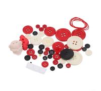 Kit de décoration de boutons de Noël à faire soi-même - Bonhomme de neige, ange, Père Noël et sapin - Comprend du feutre de fil et des cordes de suspension - Vacances créatives (Père Noël)