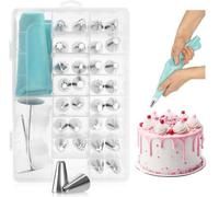 Kit de décoration de gâteaux de 36 pièces, comprenant des poches à douille et des douilles réutilisables