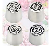 Kit de décoration de gâteaux russes extra larges en acier inoxydable pour glaçage de crème au beurre, roses, motifs floraux 3D, outils de boulanger, pour mariage, anniversaire, gâteaux, cupcakes