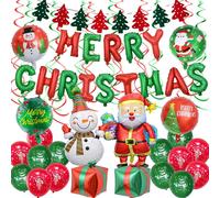 Kit de décoration de Noël comprenant 49 pièces, avec guirlande de ballons, ballons en aluminium et ballons en latex