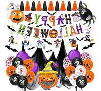 Kit de décoration d'Halloween avec ballons et banderole pour l'intérieur et l'extérieur