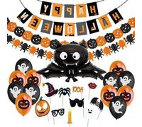 Kit de décoration d'Halloween - Ruban décoratif effrayant pour Halloween - Grands rubans décoratifs avec des chouettes et des citrouilles - Toiles de fond fantomatiques pour une fête d'Halloween pour 