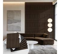 Kit de décoration murale autocollant composé de lamelles - Panneau d'isolation acoustique - Éléments muraux au design bois - Aspect bois moderne - 16 pièces de 40 x 30 cm - Marron liège