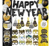 Kit de décoration pour le Nouvel An 2025 comprenant 82 pièces : paillettes, ballons, chapeaux et lunettes