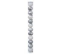 Kit de Décoration pour sapin de Noël - 12 Boules - Argent et blanc