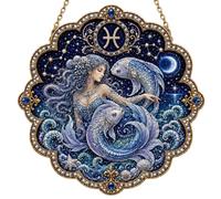 Kit de décoration solaire avec pendentif zodiaque acrylique 19 x 19 cm | Kit de pendentif du zodiaque tout-en-un avec strass en cristal inclus 19 x 19 cm