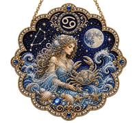 Kit de décoration solaire avec pendentif zodiaque acrylique 19 x 19 cm | Kit de pendentif du zodiaque tout-en-un avec strass en cristal inclus 19 x 19 cm
