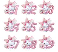 Kit de Décoration Thème Hello Kitty pour Fête d'Anniversaire, Ballons Chiffres en Aluminium de 32 Pouces, Cadeaux et Jouets pour Filles, Baby Shower set3
