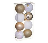 Kit de décorations pour sapin de noël - 8 Pièces - Doré et blanc
