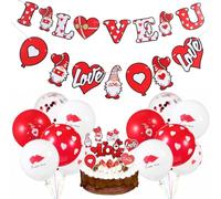 Kit de Décorations Saint Valentin en Latex Ballons et Bannières | Cupcakes, Murs et Chambre, Ornements Réutilisables, Style Fête Romantique, Ensemble Complet