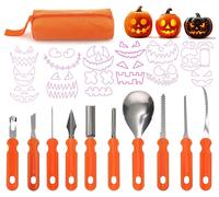 Kit de découpe de citrouilles, 10 pièces, avec 15 modèles, en acier inoxydable