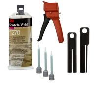 Kit de démarrage : 1x 3M Scotch-Weld colle de construction à 2 composants EPX System DP270, noir, 48,5 ml, 1x appareil manuel S-K-S pour cartouches EPX 38 à 50ml y compris piston d'avance 2:1 & 10:1, 