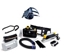Kit de démarrage antidéflagrant 3M TR-819E IS Versaflo comprenant le TR-802E, les accessoires, le tuyau à air 3M Versaflo BT-64 version lourde et robuste et le demi-masque 3M 7501S en silicone / polye