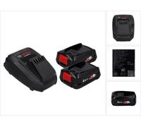 Kit de démarrage Bosch 18 V avec 2 batteries PBA 2,5 Ah + chargeur AL 1830 CV (1600A011LD) Système Home & Garden POWER FOR ALL
