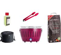 Kit de démarrage compact LotusGrill S Small, barbecue au charbon de bois violet prune, 5 pièces
