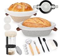 Kit de démarrage de 21 pièces pour paniers de fermentation du pain, panier banneton rond de 25,4 cm et ovale de 30,5 cm en corde